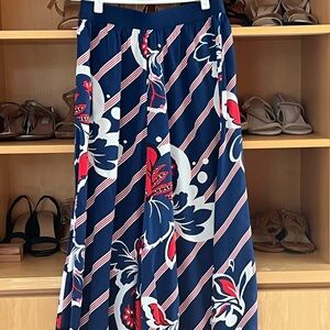 By Malene Birger Navy and Red Floral Maxi Skirt